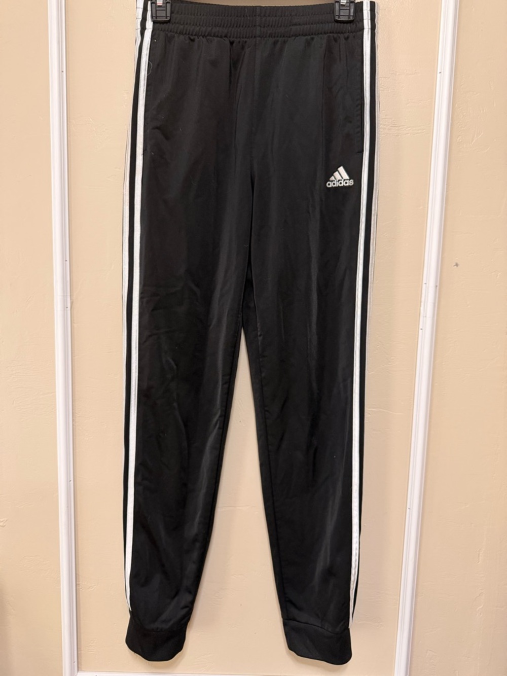 adidas Black Joggers with White Side Stripes